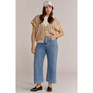 Anthropology Maeve Colette 22W High-Rise Wide-Leg Cropped Jeans